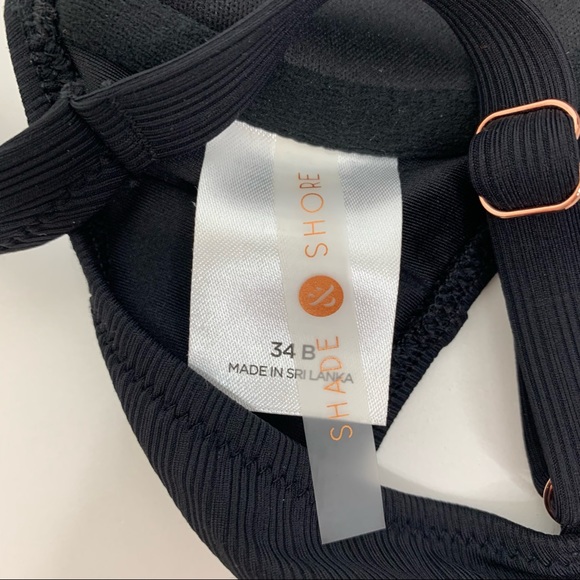 Shade & Shore Plunging Black Textured Bikini With Adjustable Straps New Nwot 34B - Picture 11 of 14